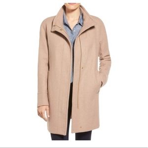 Tan Wool Zip-up Stadium Coat